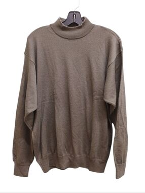 Alan Stuart Wool Blend Dark Olive Green Mockneck Sweater Size Medium